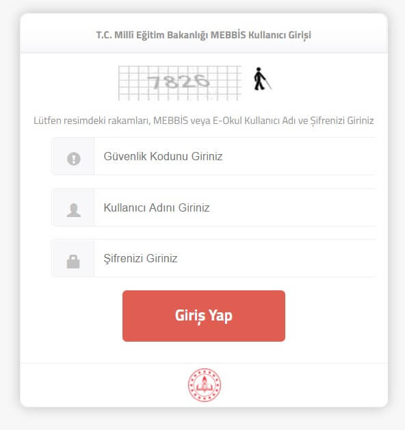 T.C. Millî Eğitim Bakanlığı MEBBİS Kullanıcı Girişi