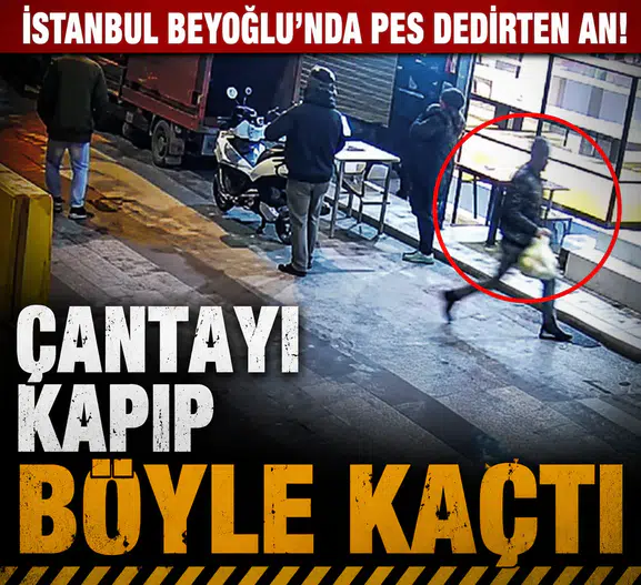 İstanbul Beyoğlu’nda Pes Dedirten An! Çantayı Kapıp Böyle Kaçtı