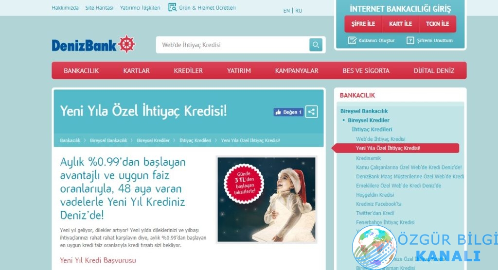 Denizbank Yeni Yıla Özel İhtiyaç Kredisi Kampanyası