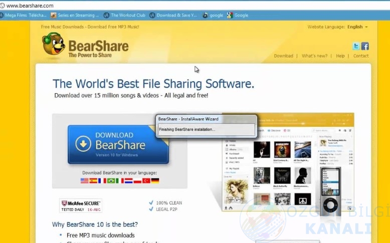 Bearshare ile müzik indirme