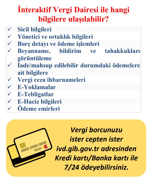 İnteraktif Vergi Dairesi ile hangi bilgilere ulaşılabilir?