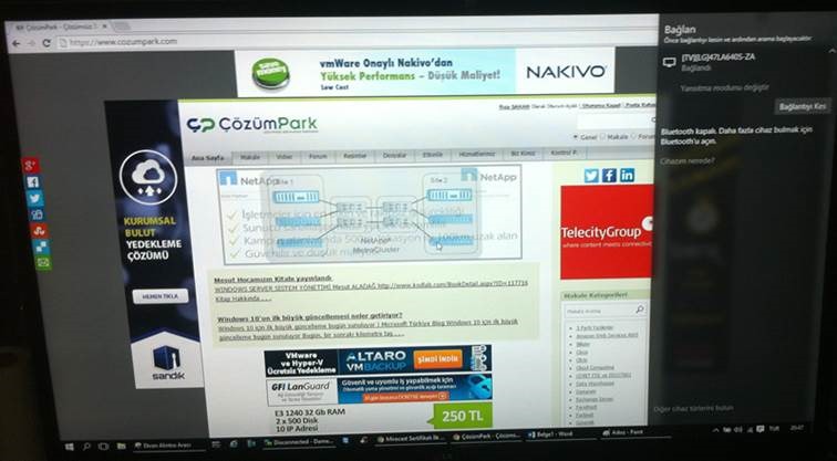 bilgisayarı televizyona bağlamak kablosuz windows 10