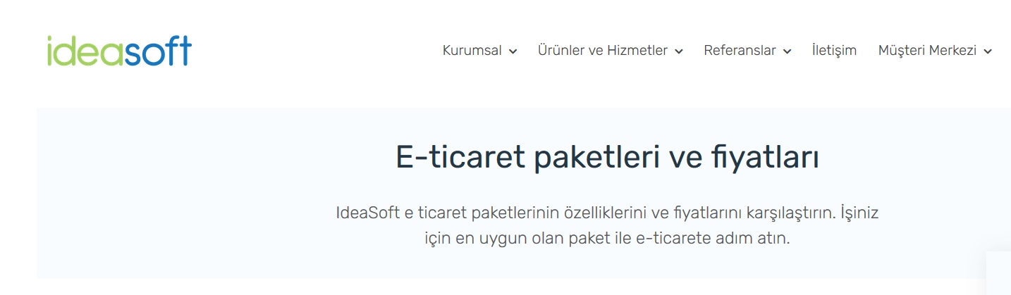 ideasoft eticaret paketi