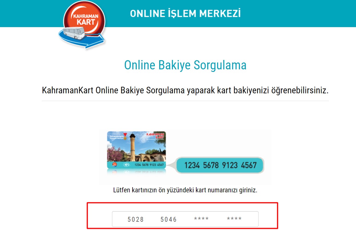 KahramanKart Online Bakiye Sorgulama