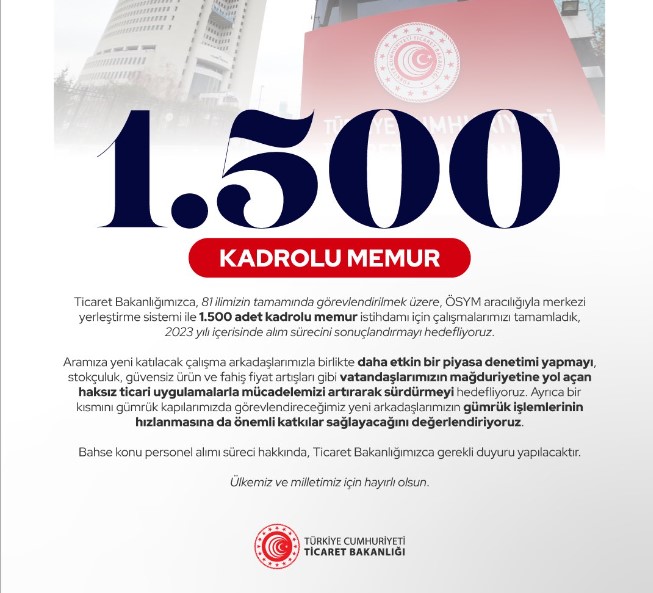 1500 kadrolu memur