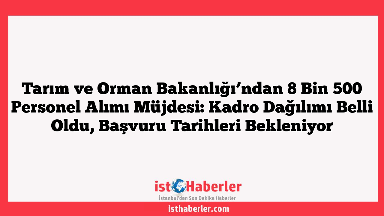 Tarım ve Orman Bakanlığı’ndan 8 Bin 500 Personel Alımı Müjdesi: Kadro Dağılımı Belli Oldu, Başvuru Tarihleri Bekleniyor