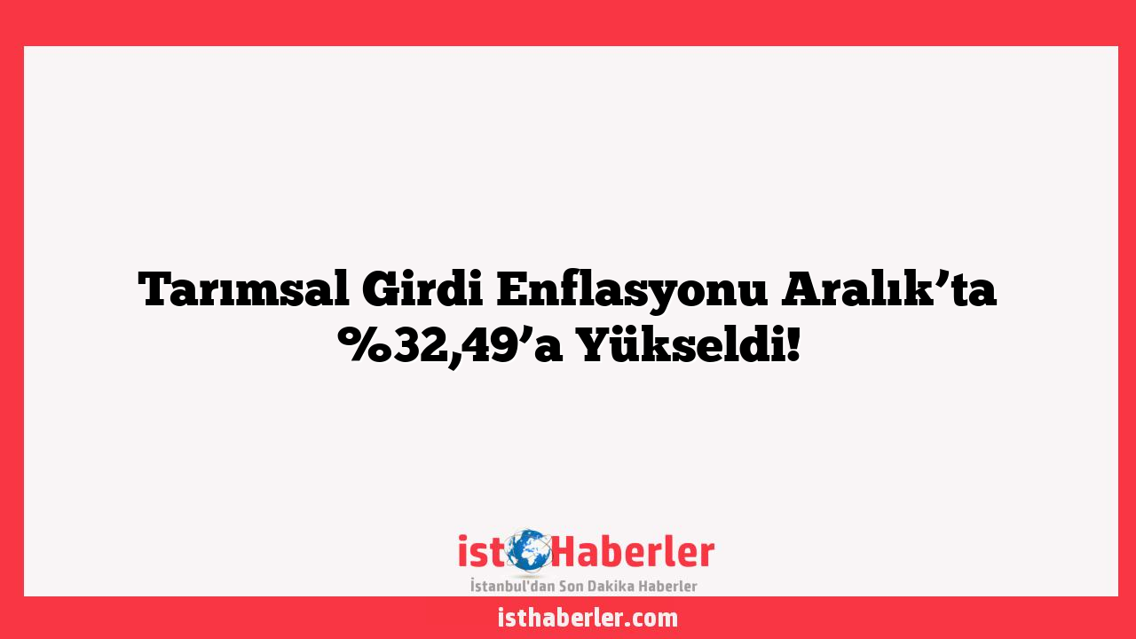 Tarımsal Girdi Enflasyonu Aralık’ta %32,49’a Yükseldi!