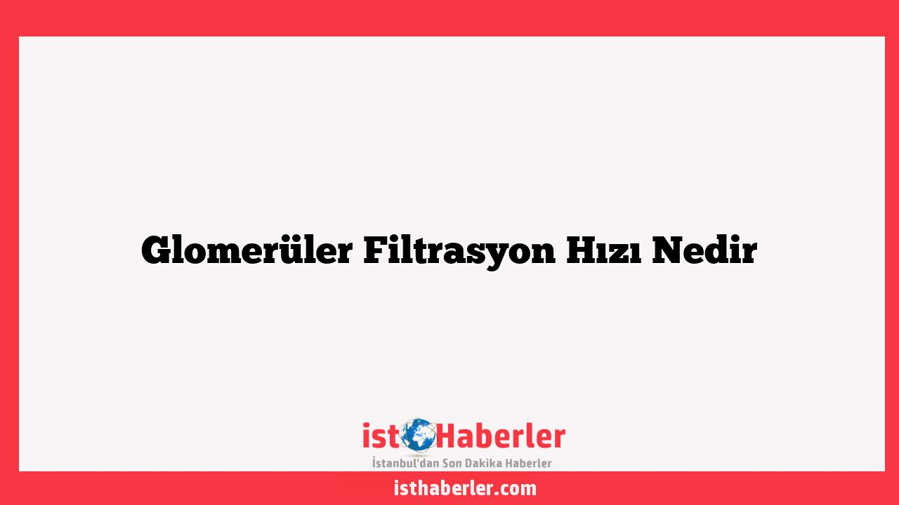 Glomerüler Filtrasyon Hızı Nedir